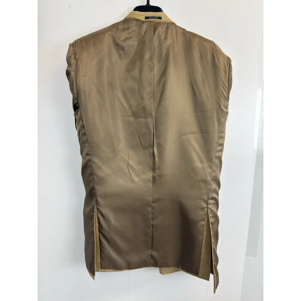 Via Europa Faux Suede Blazer Men's 42R Tan‎ Brown Microfiber Sport Coat Jacket